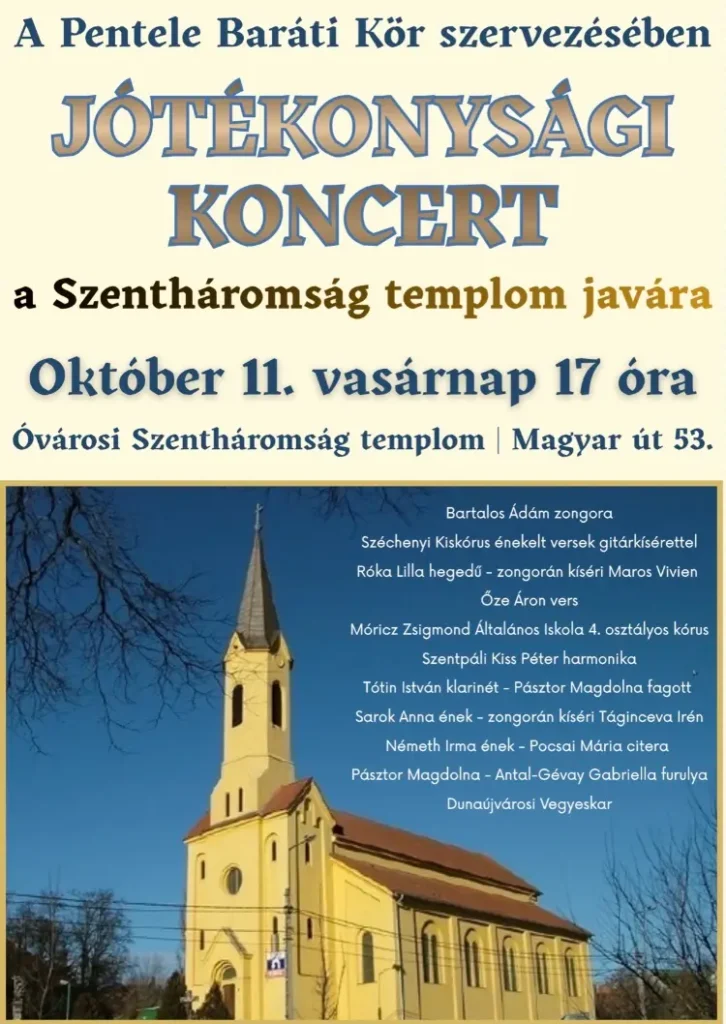 Jótékonysági koncert a pentelei Szentháromság római katolikus templom javára